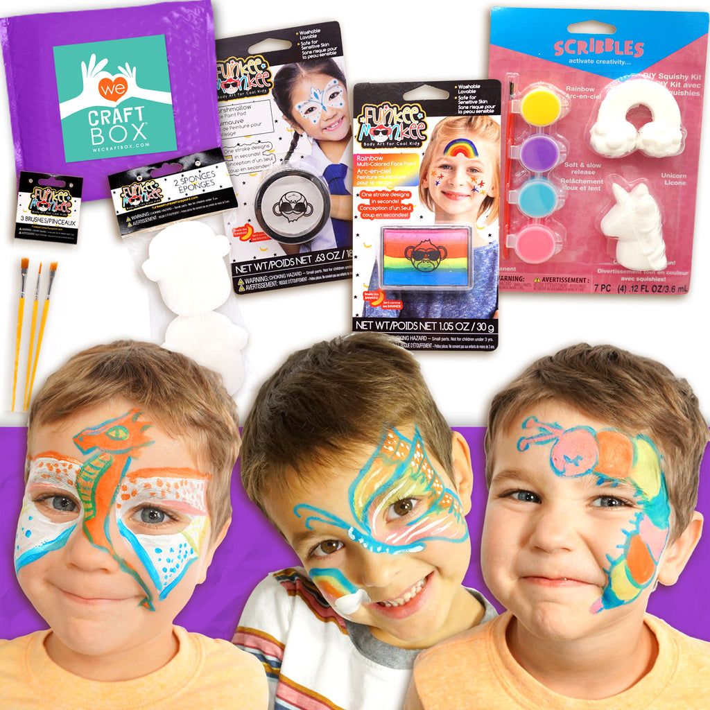 Kid's Rainbow Face Painting Craft Kit for Ages 3-9 Years